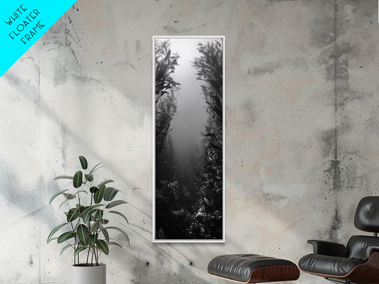 Kelp Forest, Underwater Light, Ocean Depths, Canvas Print, Bathroom Wall Art, Marine Inspired Decor, Nature Photography, Minimalist Style