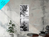 Misty Lake, Tree Reflection, Tranquil Morning, Framed Canvas Print, Bedroom Wall Art, Serene Nature Photography, Minimalist Art Style
