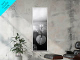 Minimalist Lotus, Zen Flower, Misty Pond, Tranquil Nature, Monochrome Botanical Framed Canvas Print, Bedroom Meditation Wall Decor