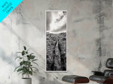 Lava Rock Path, Ocean Texture, Earth Flow, Framed Canvas Print, Coastal Bathroom Decor, Minimalist Natural Art, Moody Landscape Print