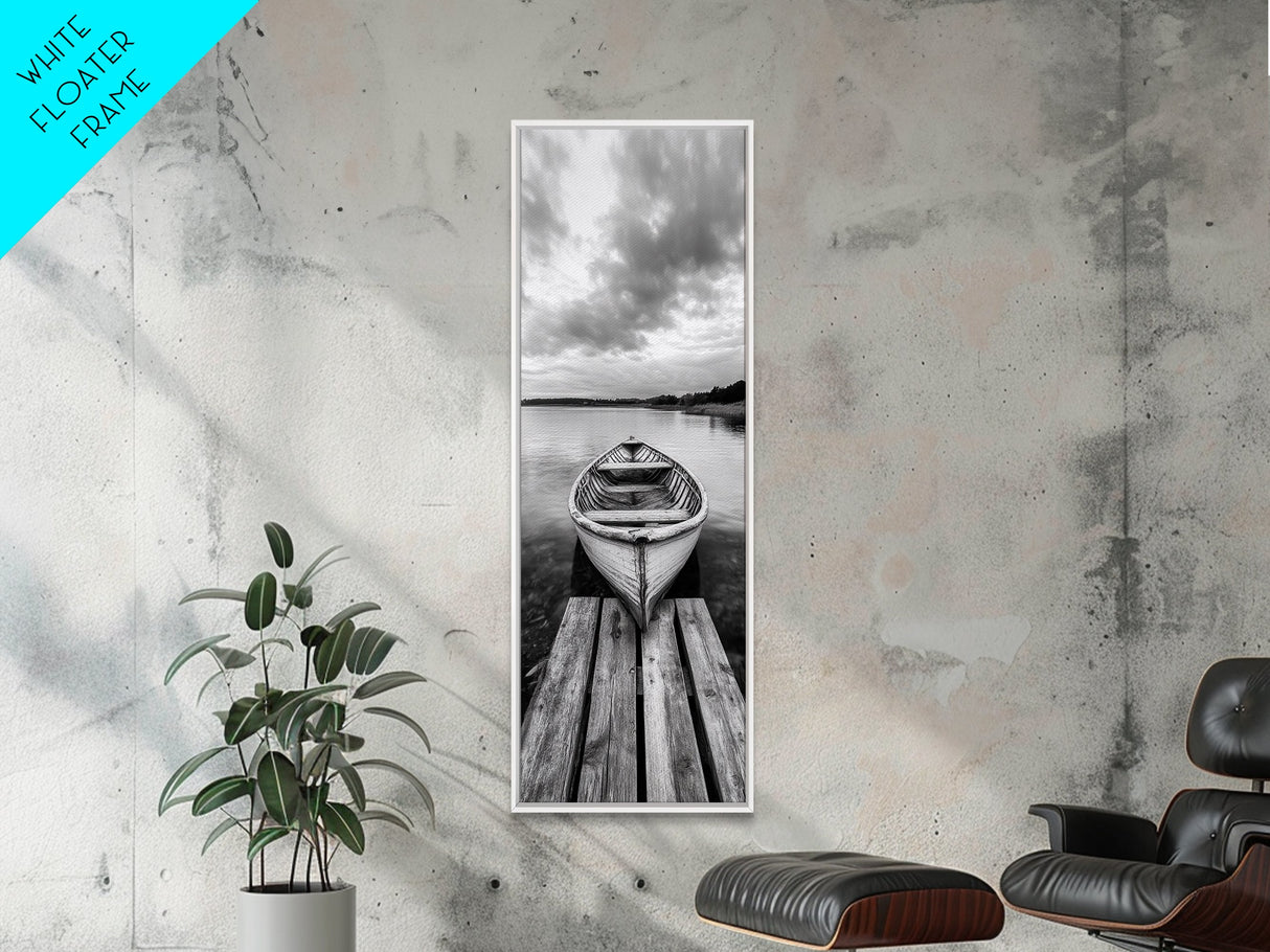 Rowboat Reflection, Still Water, Lake Life, Canvas Print, Rustic Cabin Wall Art, Nature Photography, Bedroom Art, Den Lakehouse Decor