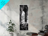 Sea Arch, Coastal Rocks, Ocean Waves, Dramatic Sky, Framed Canvas Print, Coastal Wall Art, Minimalist Beach House Decor, Bedroom Artwork