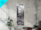 Rustic Cabin, Mountain Retreat, Forest Escape, Framed Canvas Print, Fall Nature Art, Cozy Lodge Decor, Bedroom or Den Wall Piece