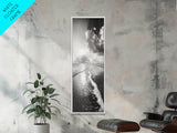 Shoreline Waves Art, Ocean Foam Print, Beach Wall Decor, Coastal Living Room Style, Framed Canvas Print, Tranquil Seascape Minimalist
