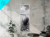 Weathered Buoy Ball, Rustic Coastal, Beach Decor, Nautical Minimalism, Framed Canvas Print, Bathroom Wall Art, Ocean Inspired Design
