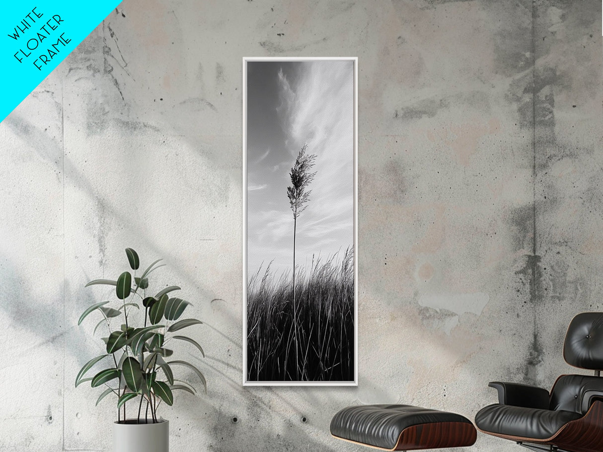 Solitary Grass Print, Minimalist Field Art, Tall Grass Photography, Rustic Bedroom Wall Decor, Framed Canvas Print, Fall Nature Vibe