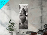 Monolith Reflection, Coastal Rock, Dramatic Seascape, Tidal Pool, Nature Inspired Framed Canvas Print, Modern Hallway Wall Art
