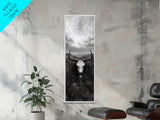Skull Art, Wild West, Rustic Prairie, Nature Remains Framed Canvas Print, Farmhouse Wall Art, Cowboy Western Bedroom Decor, Office Wall Art
