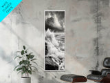 Stormy Sea, Crashing Waves, Ocean Fury, Nature Power Framed Canvas Print, Moody Living Room Wall Art, Dramatic Coastal Decor, Office Art