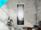 Horizon Glow, Ocean Sunset, Seaside Path, Tranquil Evening Framed Canvas Print, Nature Inspired Bedroom Wall Art, Zen Minimalist Decor