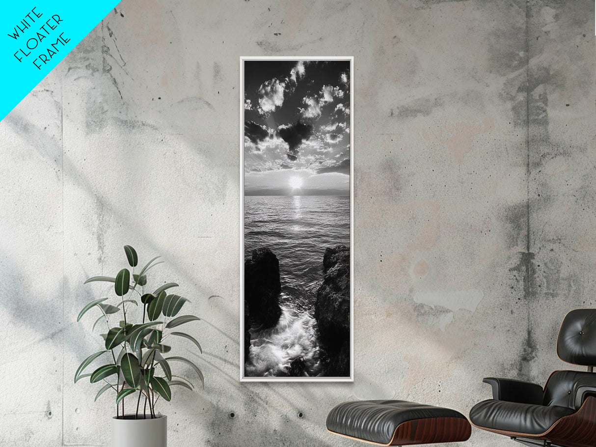 Sunset Ocean, Dramatic Sky, Serene Coastline, Nature Scene, Canvas Print, Minimalist Art, Bedroom Wall Art, Coastal Gallery Decor