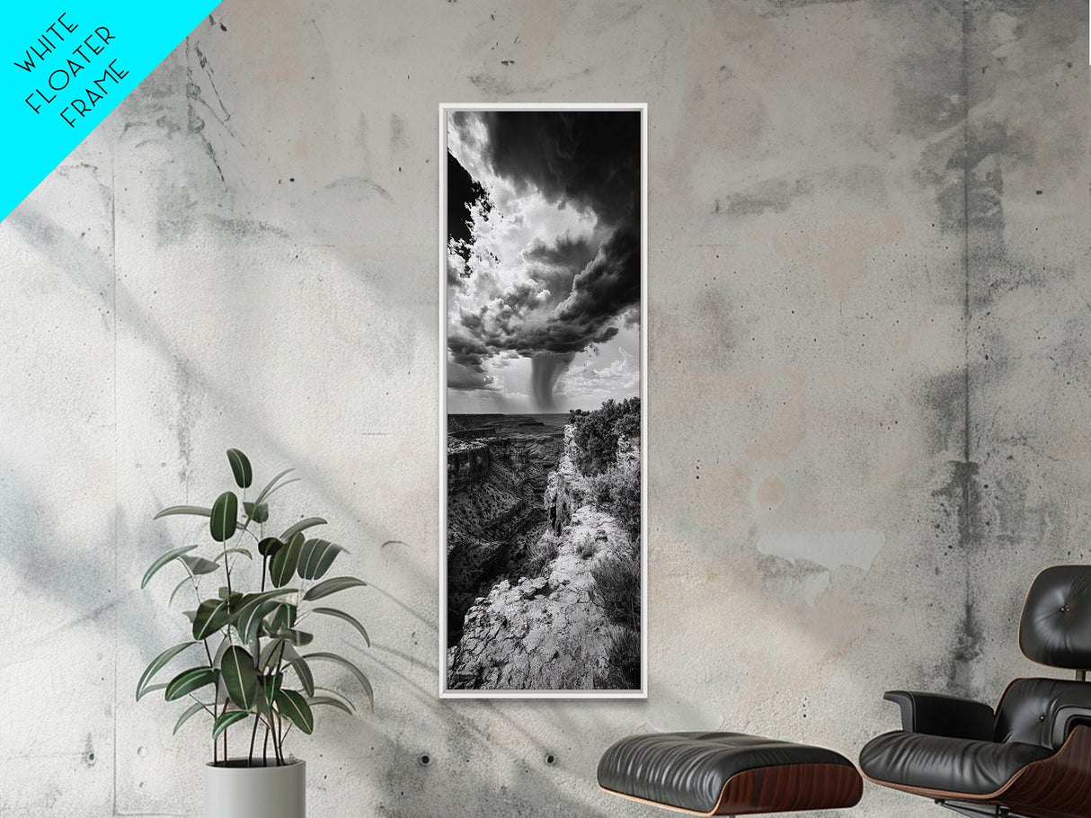 Storm Power, Canyon Rain, Desert Clouds, Monsoon Drama, Framed Canvas Print, Southwestern Wall Art, Moody Living Room Decor