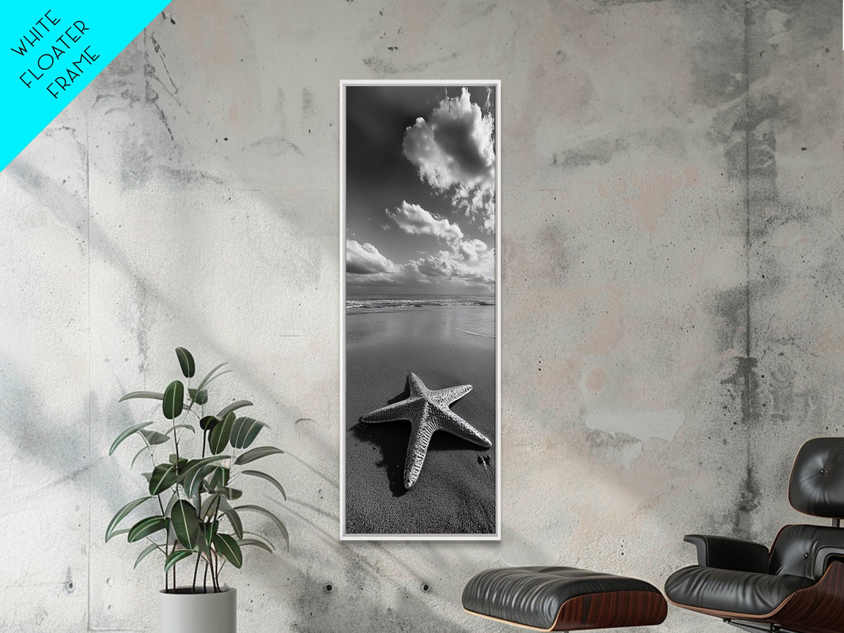 Starfish Beach, Shoreline Calm, Ocean Minimalism, Canvas Print, Coastal Living Room Wall Art, Nautical Bathroom Decor, Beach House Style
