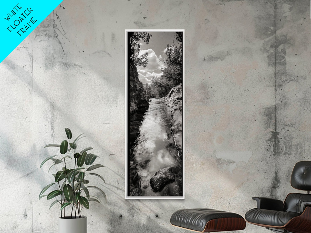 Mountain Stream, Flowing Water, Canyon Trail, Canvas Print, Nature Adventure Art, Rustic Cabin Decor, Bathroom Wall Accent, Entryway Accent