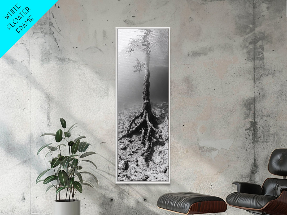 Surreal Tree Roots, Underwater Tree Art, Dreamy Forest Print, Nature Photography, Living Room Wall Decor, Framed Canvas Print