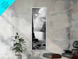 Fjord Mountain Lake, Scenic Nordic Landscape, Tranquil Nature Print, Minimalist Wall Art, Bedroom Decor, Framed Canvas Print