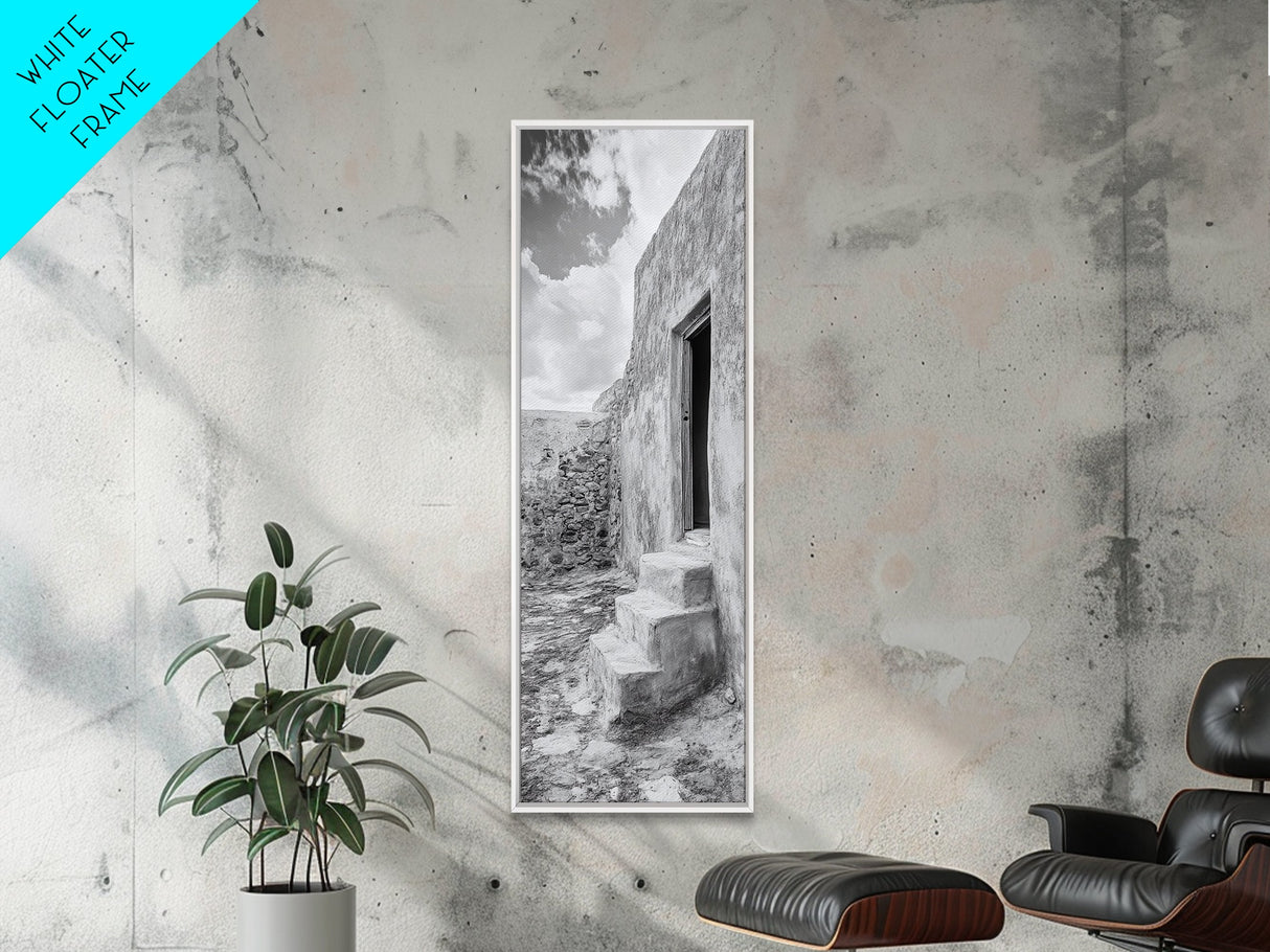 Desert Adobe Home, Old World Architecture, Earth Tone Wall Decor, Boho Rustic Print, Minimalist Entryway Art, Canvas Print