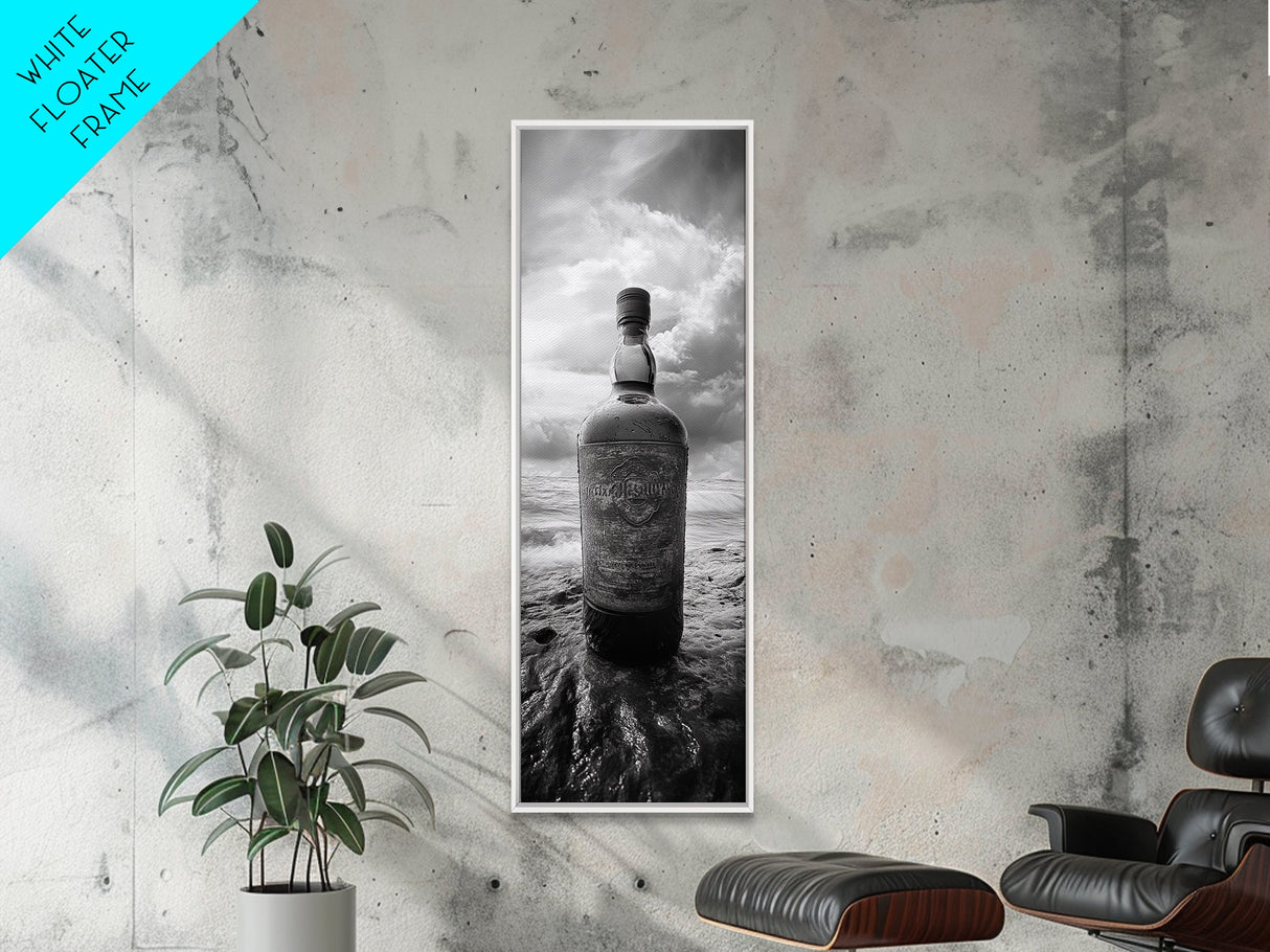 Weathered Bottle Beach, Abandoned Object Art, Coastal Still Life Print, Rustic Nautical Wall Decor, Studio or Bar Area, Canvas Print