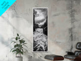 Wild River Path, Nature Wall Decor, Adventure Landscape, Monochrome Rapids, Framed Canvas Print, Rustic Living Room Wall Art, Moody Photography