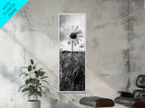 Single Daisy Bloom, Minimalist Botanical, Black White Flower, Framed Canvas Print, Nature Inspired Art, Bedroom Wall Decor, Modern Farmhouse