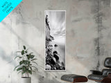 Rocky Shoreline, Coastal Calm, Seaside Mist, Canvas Print, Black White Minimalist Wall Art, Serene Bedroom or Bathroom Decor