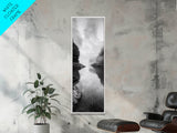 Misty Inlet, Rocky Shoreline, Tranquil Waters, Canvas Print, Moody Landscape Photography, Living Room Art, Nature Inspired Decor
