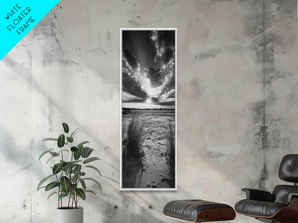 Desert Light Rays, Nature Sunset Art, Dramatic Sky Wall Decor, Canvas Print, Minimalist Desert Landscape, Living Room Wall Art