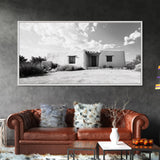 Desert Adobe House, Rustic Minimalist, Earth Tone Home Decor, Framed Canvas Print, Southwestern Art, Entryway or Living Room Art