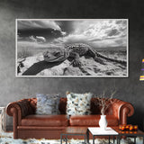 Desert Lizard Close-Up, Reptile Wildlife Photography, Dramatic Sky Scene, Canvas Print, Living Room Wall Art, Nature Decor