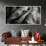 Burlap Texture Close-Up, Woven Fabric Detail Art, Earthy Natural Theme, Framed Canvas Print, Kitchen Wall Art, Boho Textile Decor