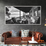Porch Lake View, Rustic Escape, Cabin Life, Vintage Charm, Framed Canvas Print, Entryway Wall Art, Country Home Aesthetic, Cozy Style