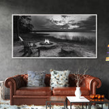 Fire Pit, Lake Sunset, Rustic Outdoors, Autumn Glow, Canvas Print, Cabin Wall Art, Fall Decor, Cozy Fireside Vibe, Nature Escape