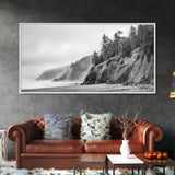 Pacific Coast Cliffs, Moody Nature Photography, Ocean View Landscape, Framed Canvas Print, Coastal Bedroom or Office Wall Art