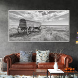 Prairie Wagon, Western Landscape, Old West Photography, Framed Canvas Print, Farmhouse Entryway or Rustic Fall Living Room Art
