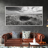Prairie Crater Scene, Nature Landscape, Rustic Country Vibe, Farmhouse Wall Decor, Canvas Print, Entryway Accent, Autumn Earth Tones
