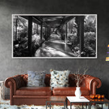 Serene Garden Pathway, Nature Tunnel Walk, Tropical Jungle Scene, Framed Canvas Print, Minimalist Art, Living Room Wall Decor