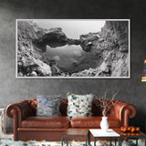 Arch Pool, Stone Lagoon, Natural Wonder, Organic Texture, Minimal Coastal Wall Decor, Canvas Print, Earth Tones Bathroom Art