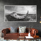 Driftwood Horn Curve, Coastal Nature Art, Whale Bone Decor, Beachside Minimalism, Canvas Print, Entryway Wall Art, Nautical Rustic Decor