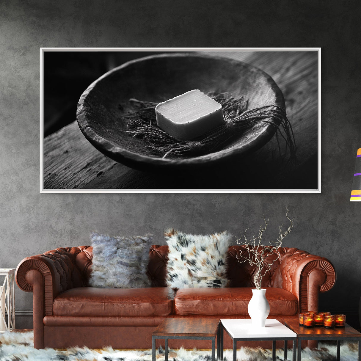 Rustic Soap Bowl, Farmhouse Kitchen Art, Homestead Decor, Simple Living Style, Canvas Print, Country Kitchen Wall Art, Autumn Accent