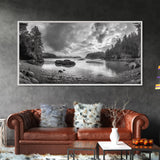 Misty Forest, Coastal Wilderness, Moody Landscape, Nature Escape, Framed Canvas Print, Cabin Decor, Autumn Wall Art, Woodland Aesthetic