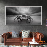 Fierce Crab, Coastal Storm, Ocean Mood, Dramatic Shore, Framed Canvas Print, Bathroom Wall Art, Beach House Decor, Marine Photography