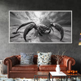 Giant Crab Close-Up, Beach Creature Art, Ocean Monster Print, Fantasy Wildlife Scene, Framed Canvas Print, Game Room Wall Art