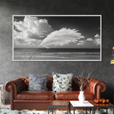 Pampas Grass Coast, Minimalist Beach Art, Boho Coastal Scene, Neutral Tones, Canvas Print, Living Room Wall Art, Fall Decor, Hallway Wall Art