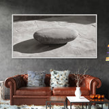 Zen Stone Focus, Natural Simplicity, Black and White Minimalist, Canvas Print, Spa Wall Art, Serene Bathroom Decor, Peaceful Aesthetic