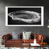 Natural Mineral Pool, Geothermal Abstract, Monochrome Texture, Framed Canvas Print, Minimalist Wall Art, Bathroom or Spa Decor