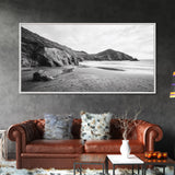 Coastal Cliffs, Ocean Shore, Scenic Beach, Framed Canvas Print, Nature Photography, Bathroom Wall Art, Neutral Tones, Coastal Home Decor