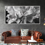 Floral Closeup, Petal Texture, Macro Bloom, Canvas Print, Botanical Bedroom Wall Art, Black And White Flower, Modern Nature Photography