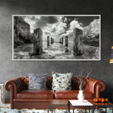 Ocean Pier, Seaside Dock, Crashing Waves, Canvas Print, Dramatic Coastal Wall Art, Black And White Decor, Bathroom Or Hallway Photography