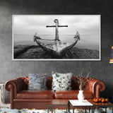 Nautical Anchor Art, Coastal Photography, Rustic Beach Decor, Framed Canvas Print, Bathroom or Lake House Wall Art, Minimal Style
