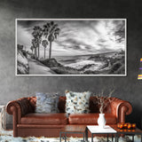 Palm Coast, Coastal Path, Ocean View, Scenic Walk, Canvas Print, California Beach Art, Entryway Decor, Tropical Landscape, Office Decor